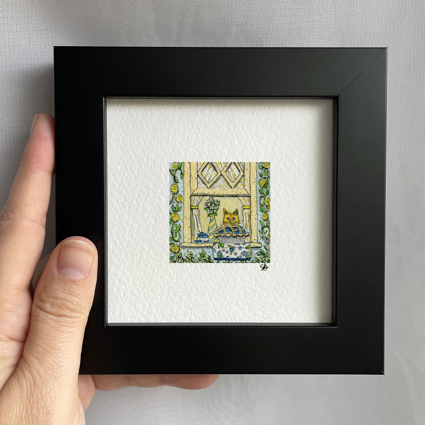 Blueberry Pie In Window Watercolor Print