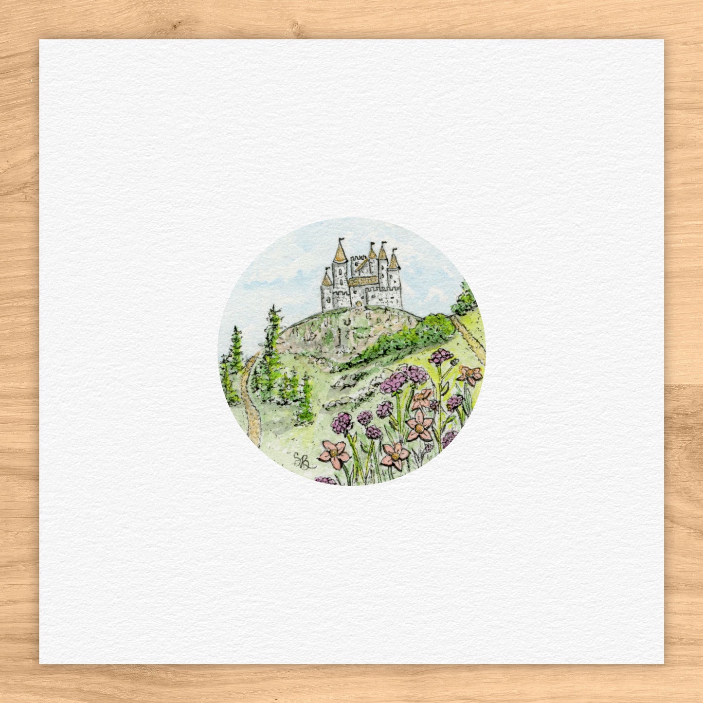 Castle On Hill Porch Watercolor Print