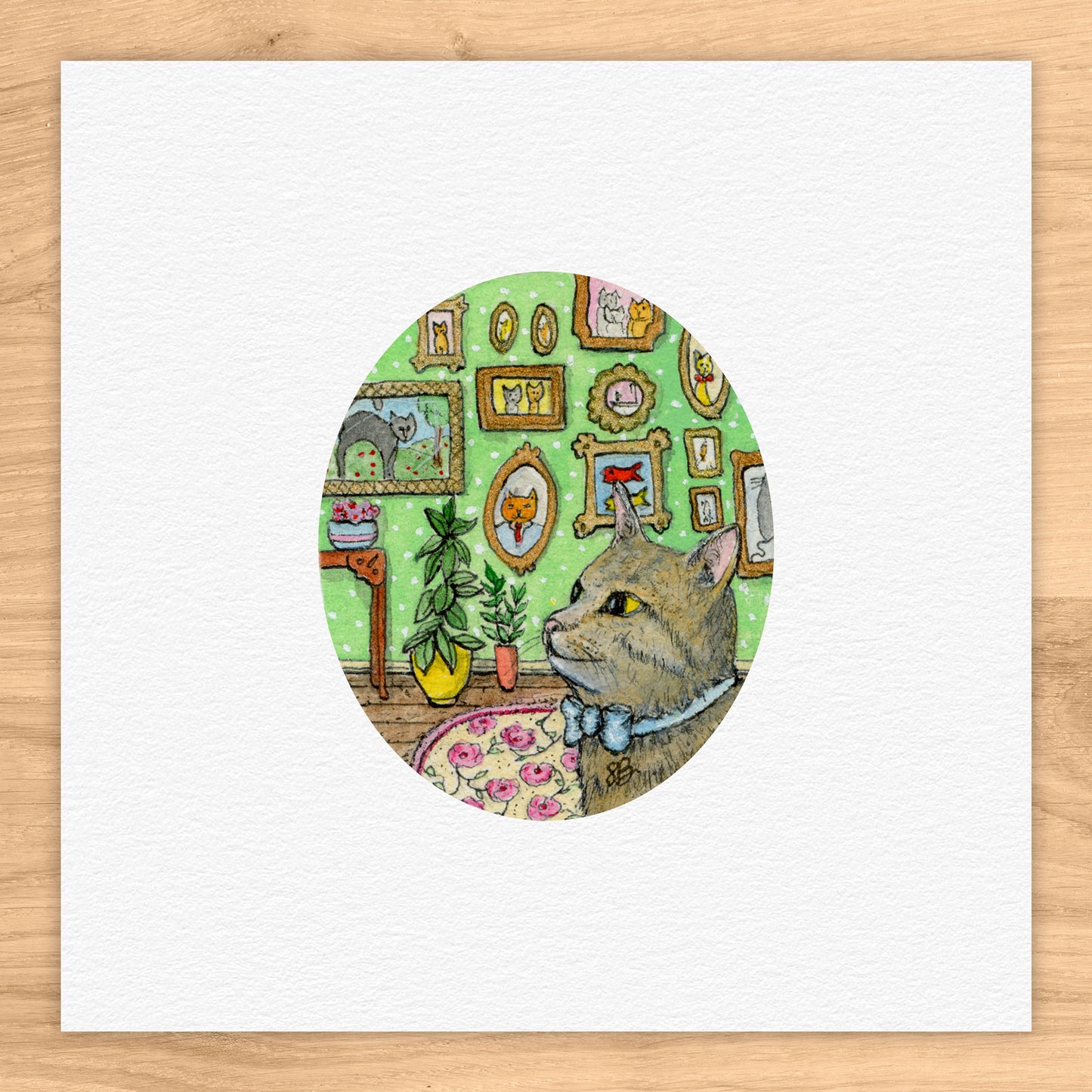 Cat Portrait Wall Tiny Art Watercolor Print