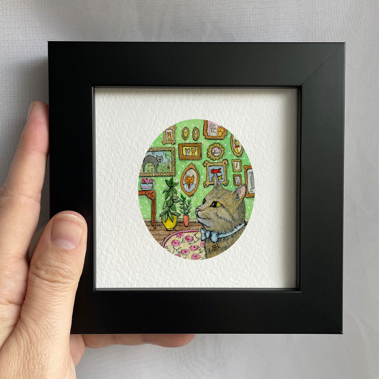 Cat Portrait Wall Tiny Art Watercolor Print