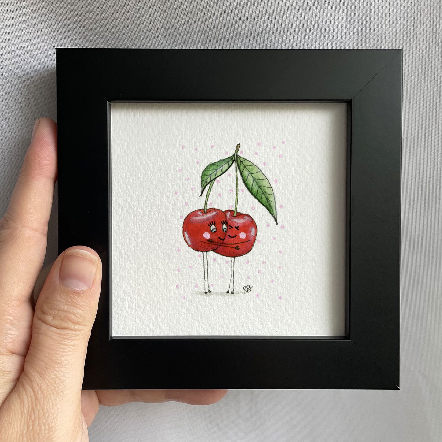 Cherry Friends Tiny Art Watercolor Print