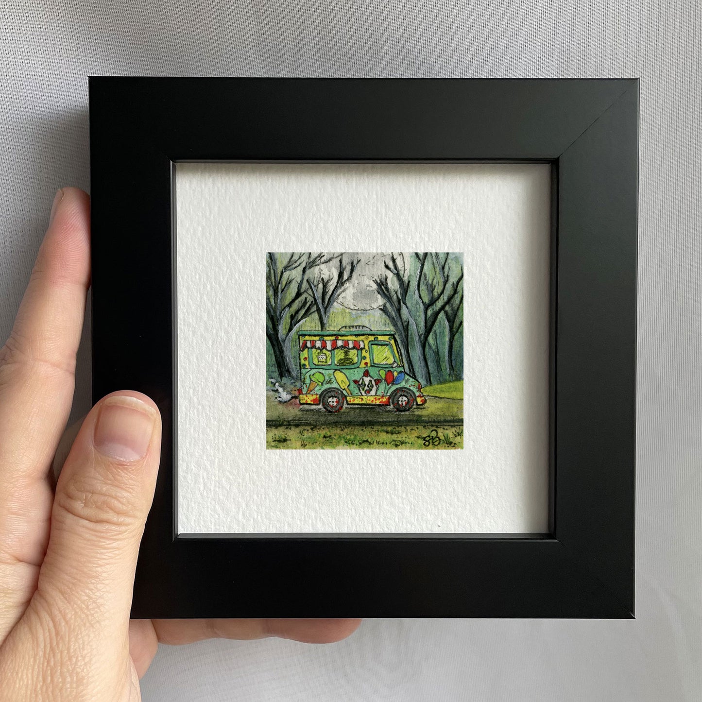 Creepy Ice Cream Truck Watercolor Print