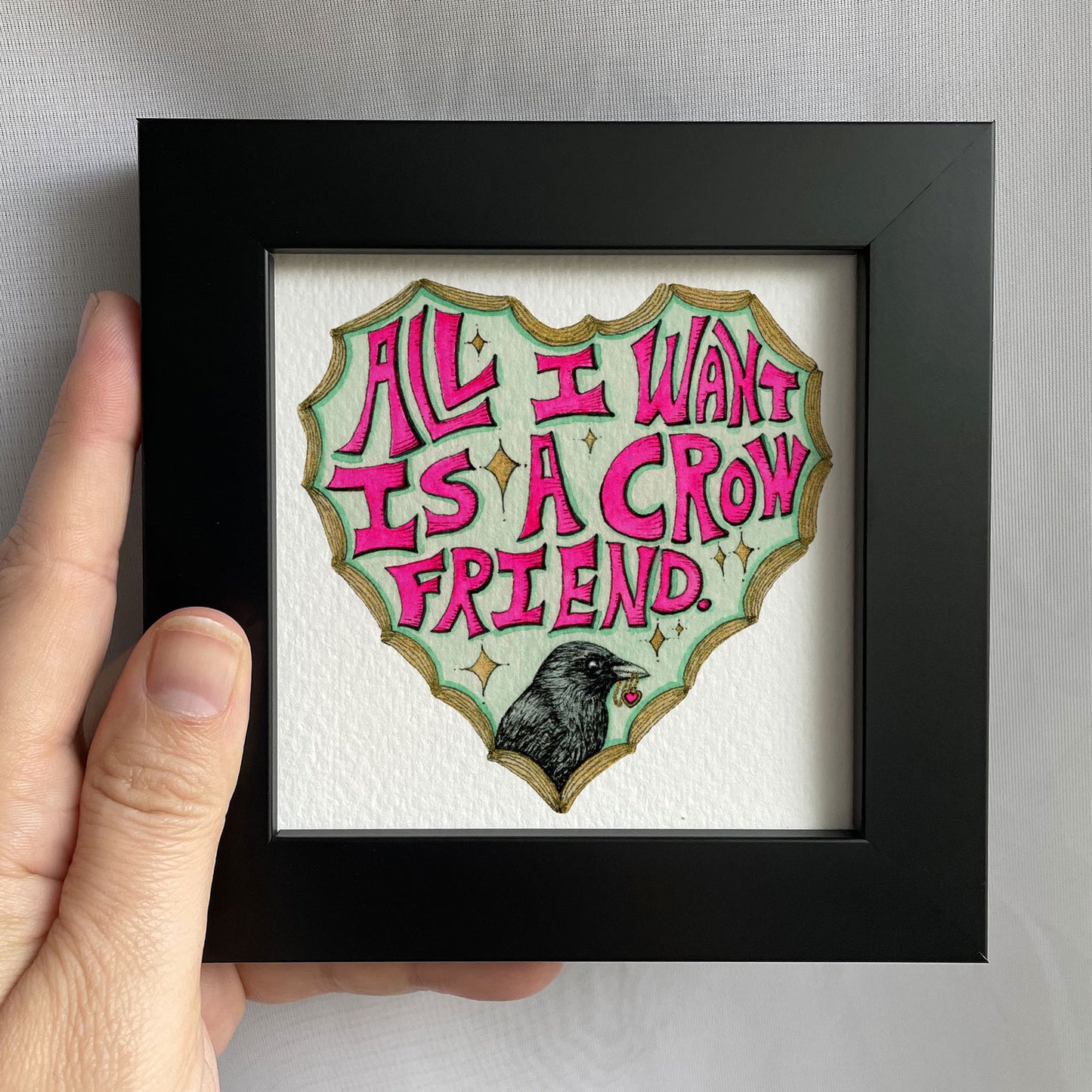 Crow Friend Tiny Art Watercolor Print