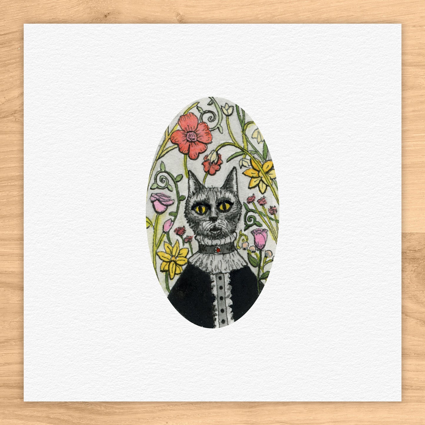 Edgar Cat Tiny Art Watercolor Print