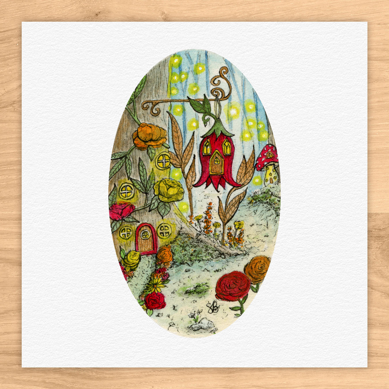 Fairy Village Tiny Art Watercolor Print