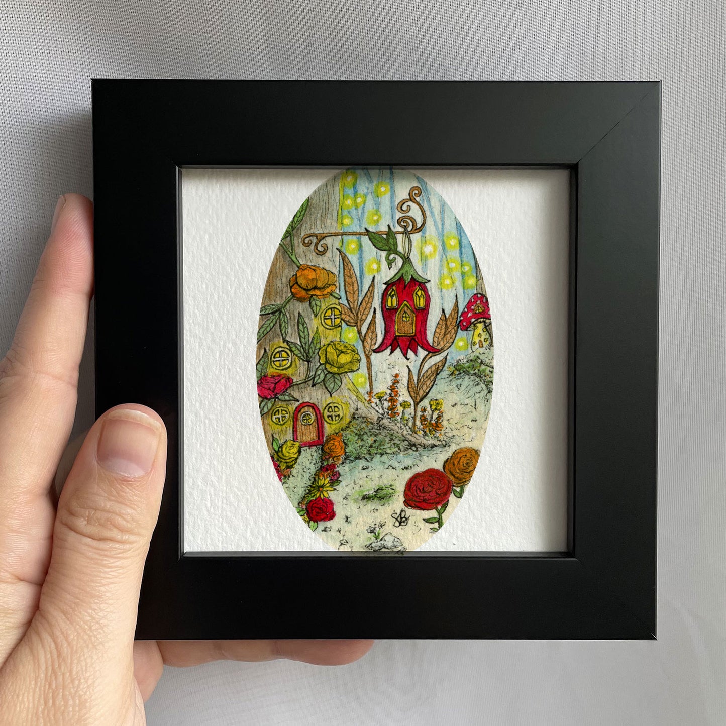 Fairy Village Tiny Art Watercolor Print