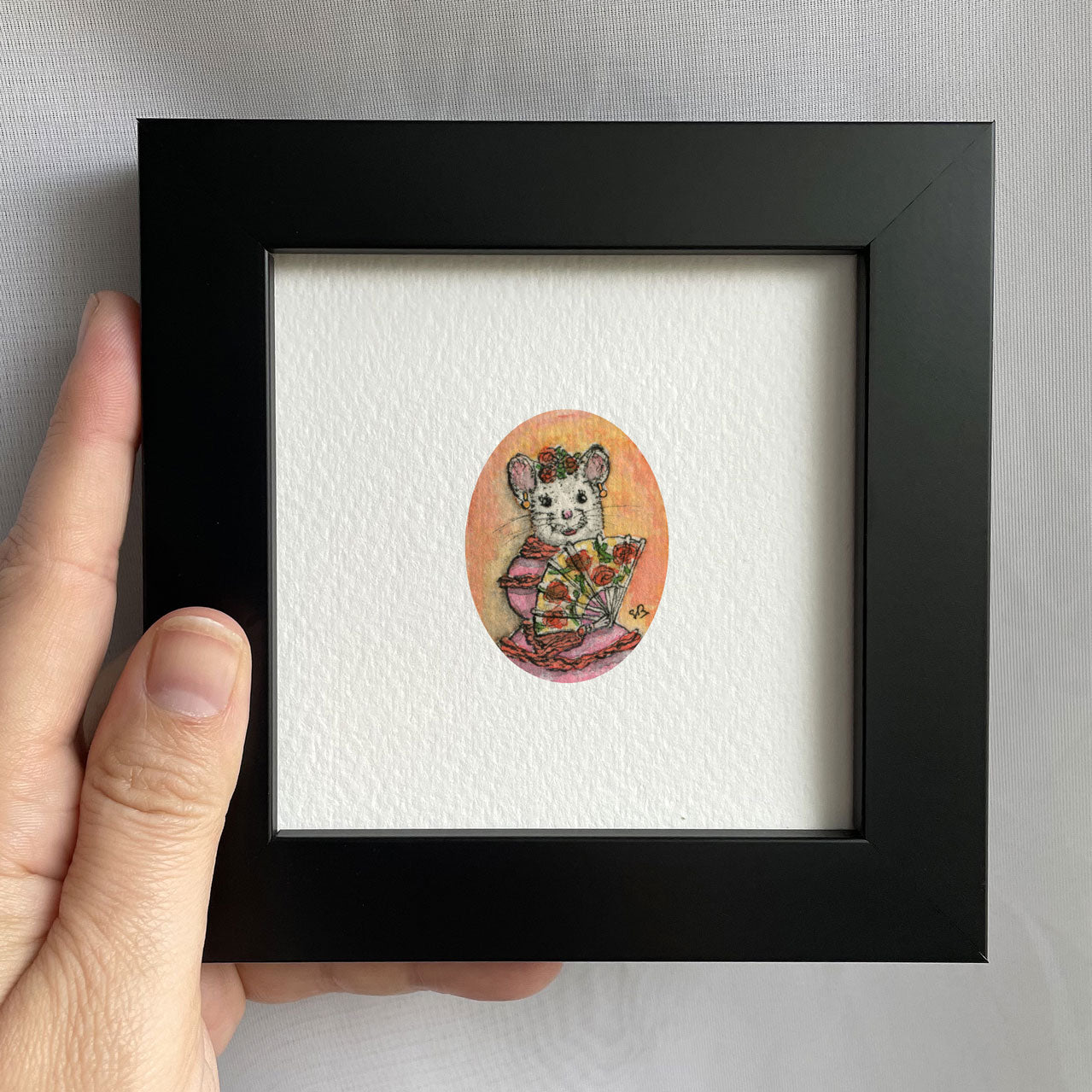 Fancy Lady Mouse Tiny Art Watercolor Print