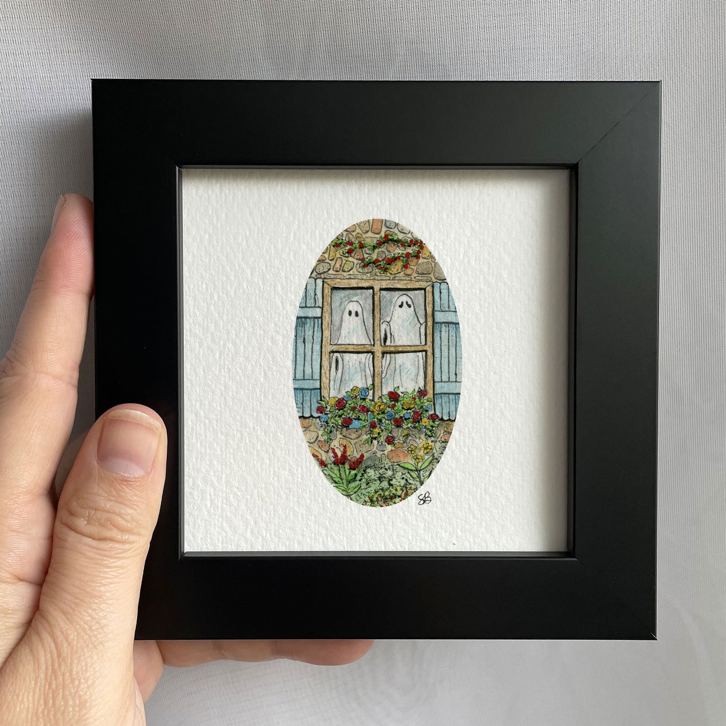 Ghosts In Window Watercolor Print