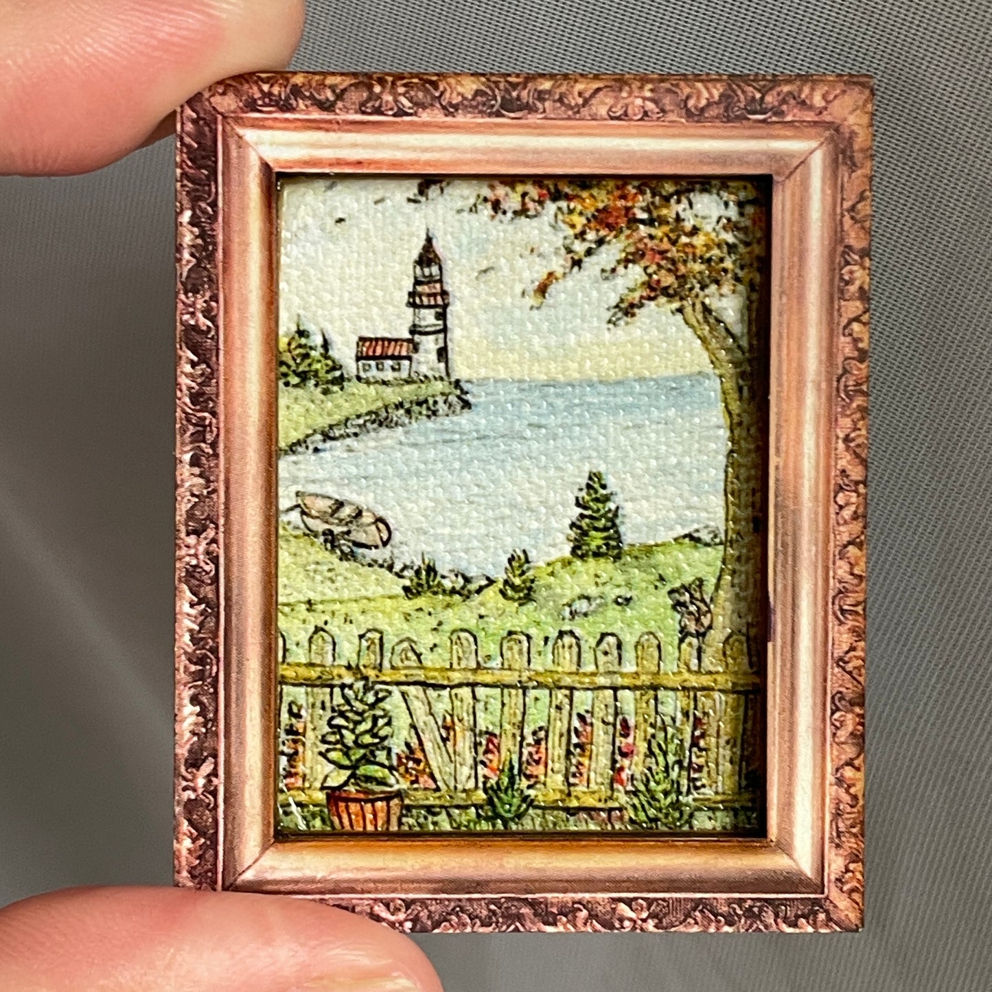 Lighthouse Landscape Canvas Print Framed Magnet Tiny Art