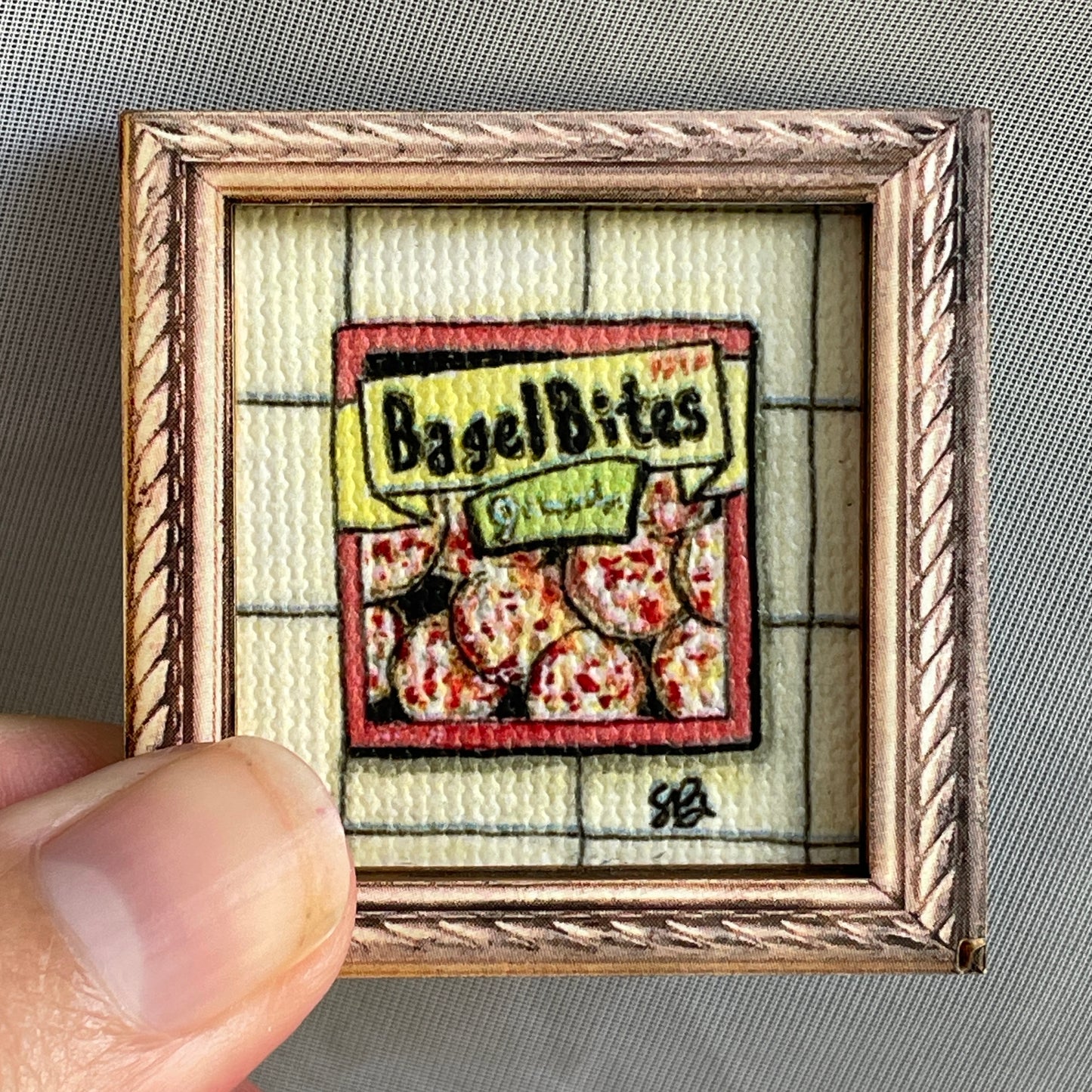 Vintage Box of Bagel Bites Canvas Print Framed Magnet Tiny Art