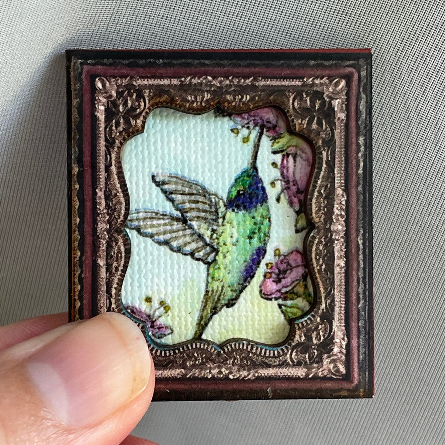 Hummingbird Framed Canvas Print Magnet Tiny Art
