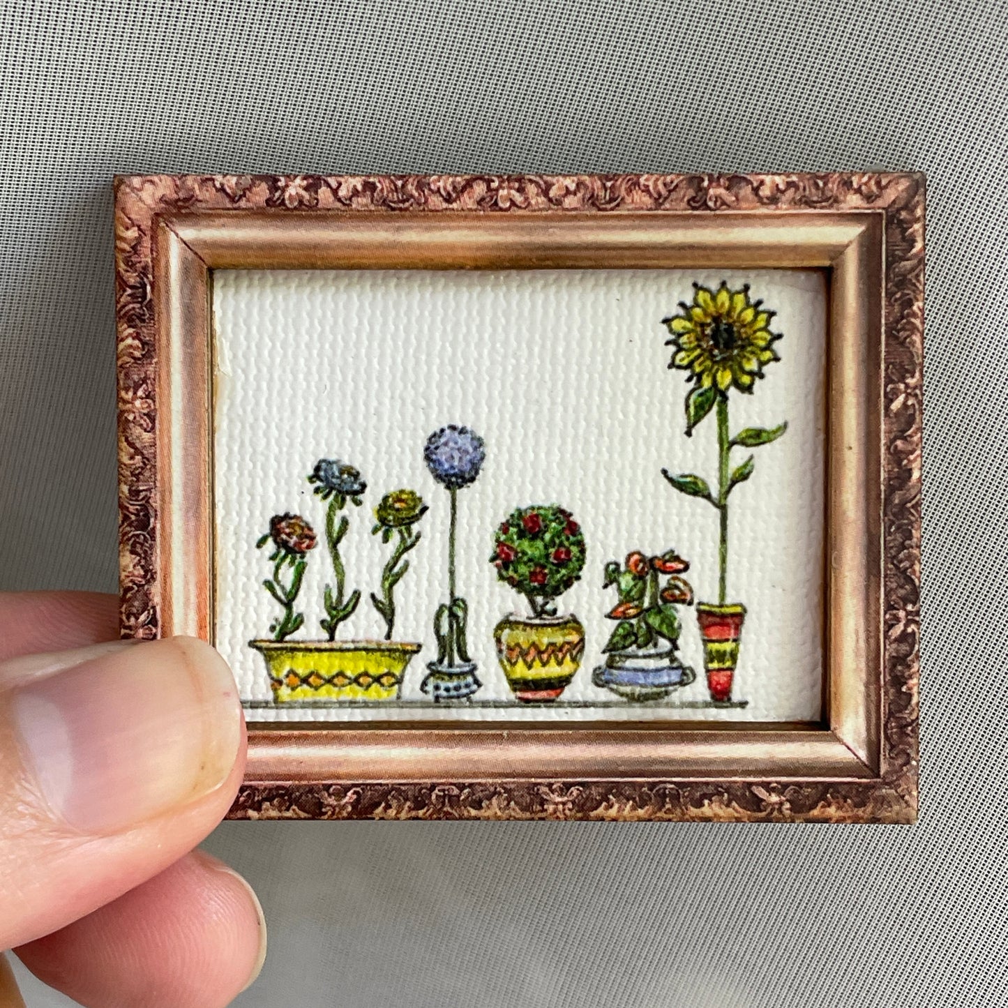 Tiny Potted Plants Canvas Print Framed Magnet Tiny Art