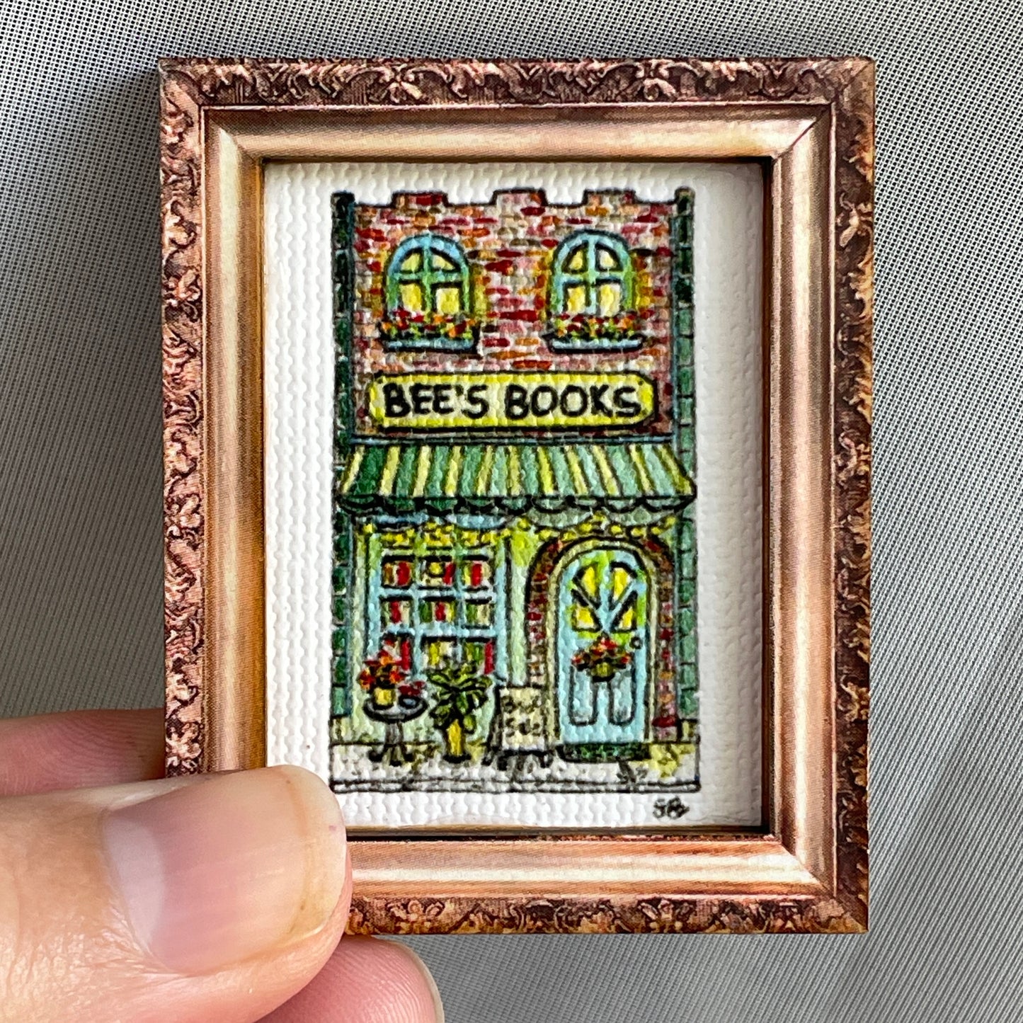 Bee's Books Canvas Print Framed Magnet Tiny Art