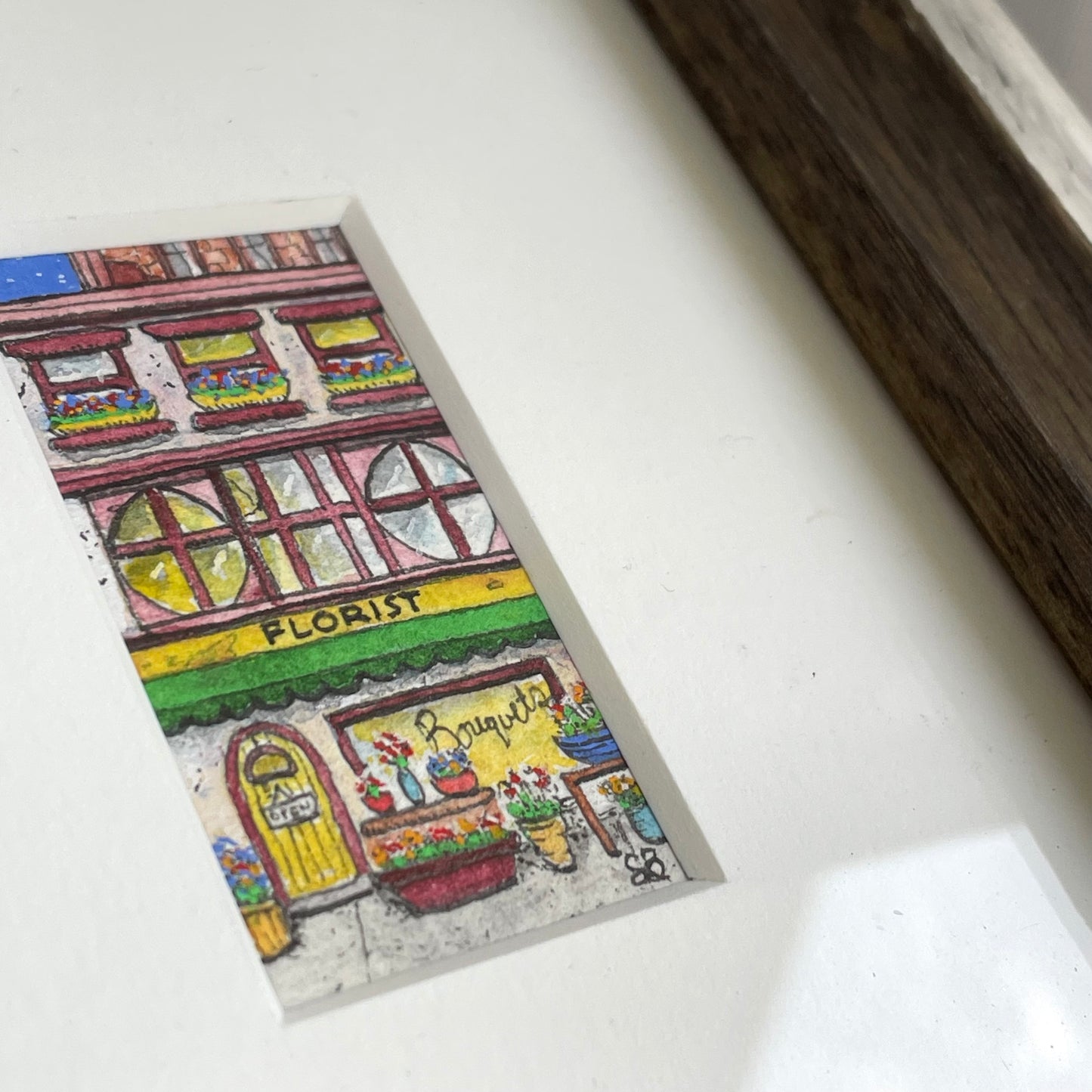 City Florist Tiny Art Watercolor Painting