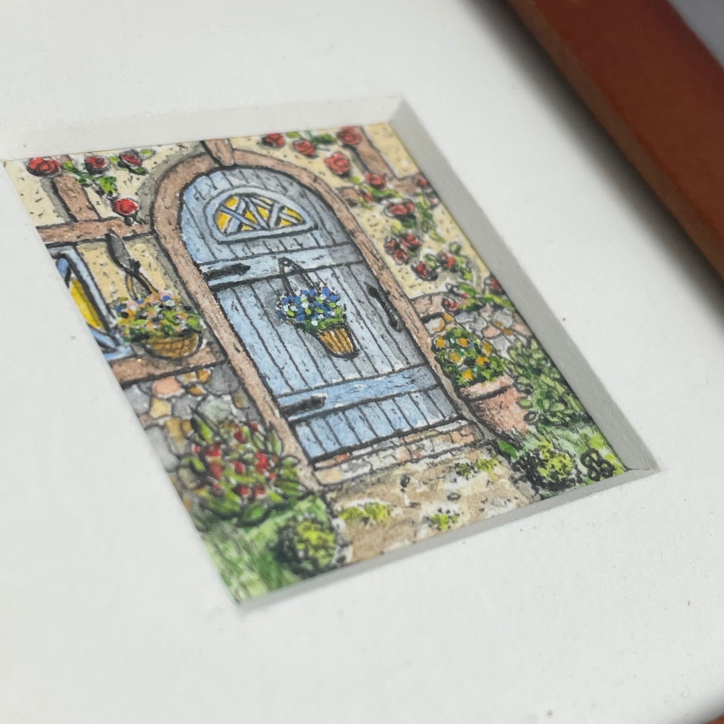 Cozy Cottage Door Tiny Art Watercolor Painting