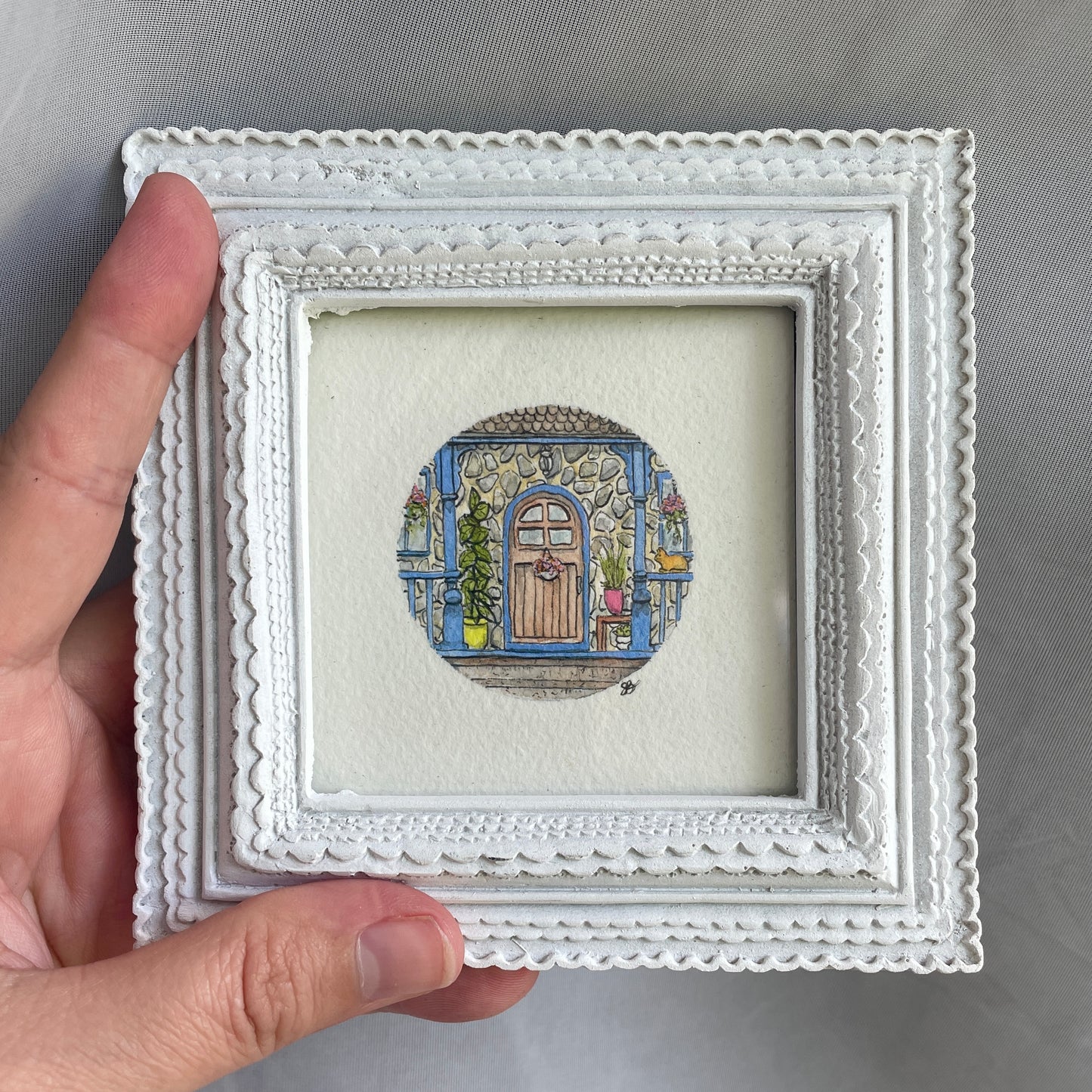 Cozy Cottage Porch Original Tiny Art Watercolor Painting