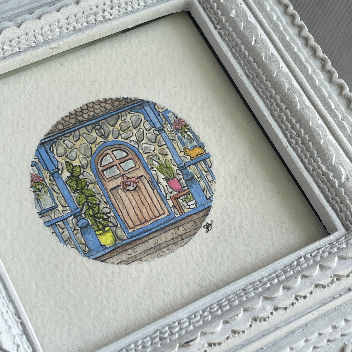 Cozy Cottage Porch Original Tiny Art Watercolor Painting