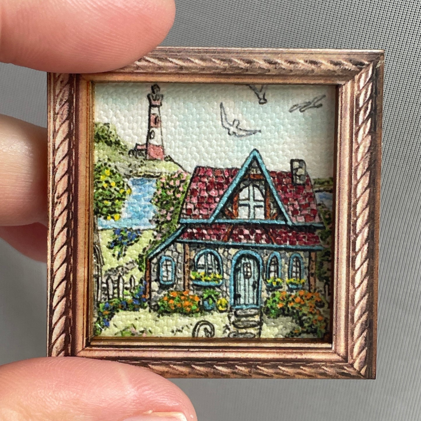 Seaside Cottage Framed Magnet Tiny Art