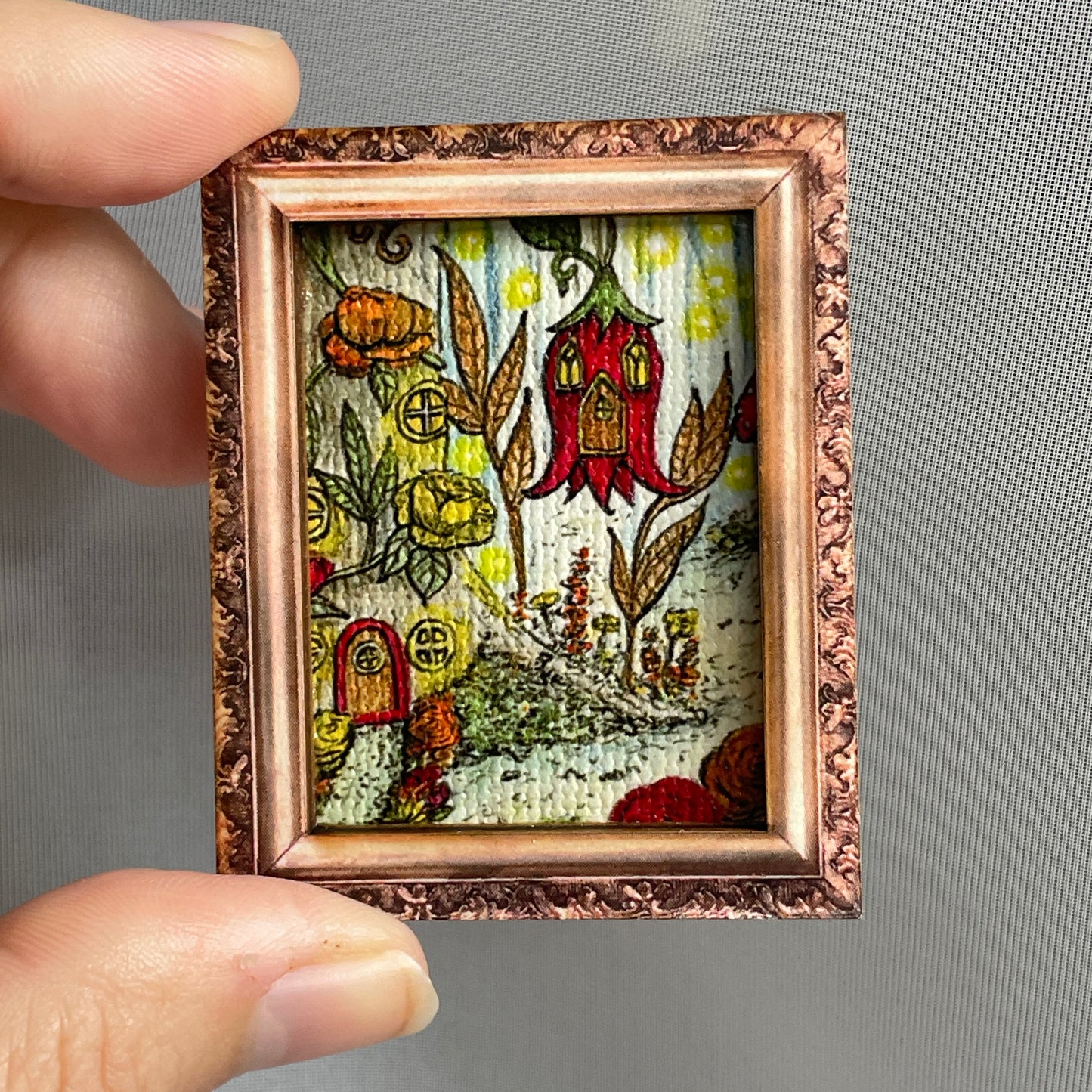 Fairy Village Canvas Print Framed Magnet Tiny Art