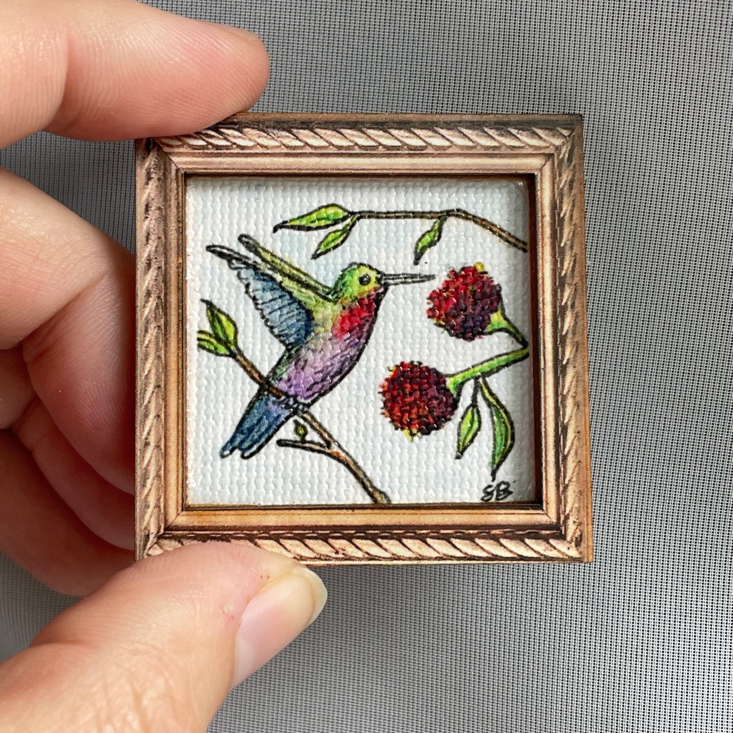 Hummingbird Canvas Print Framed Magnet Tiny Art