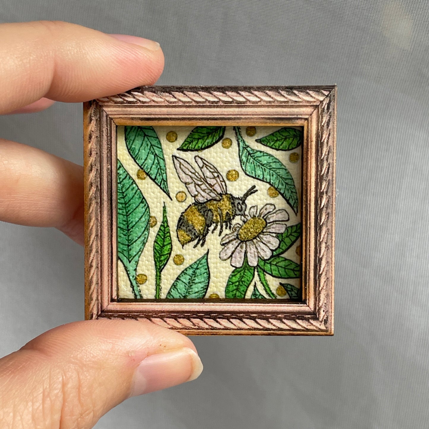 Bumble Bee On Flower Canvas Print Framed Magnet Tiny Art
