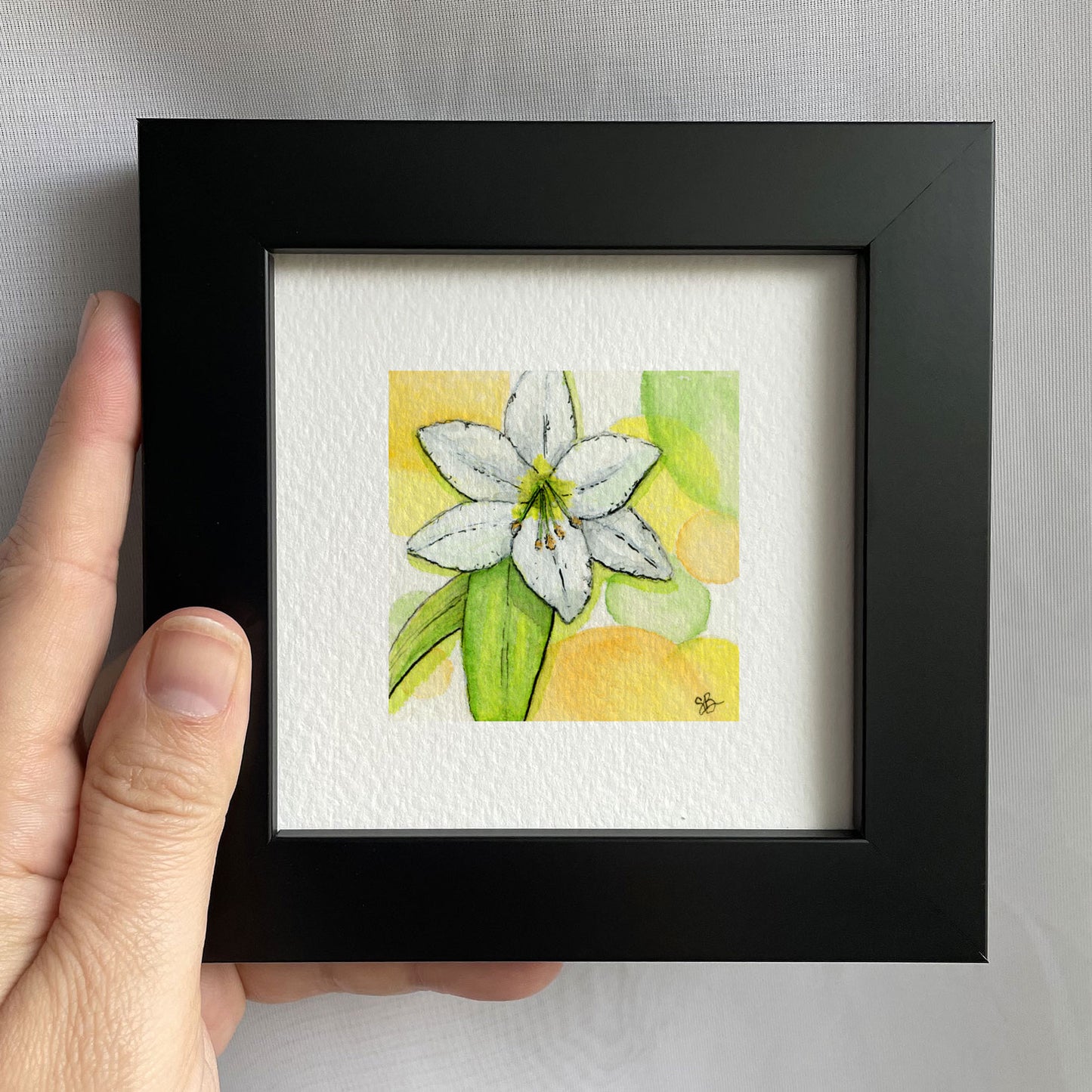 Lily and Circles Landscape Watercolor Print