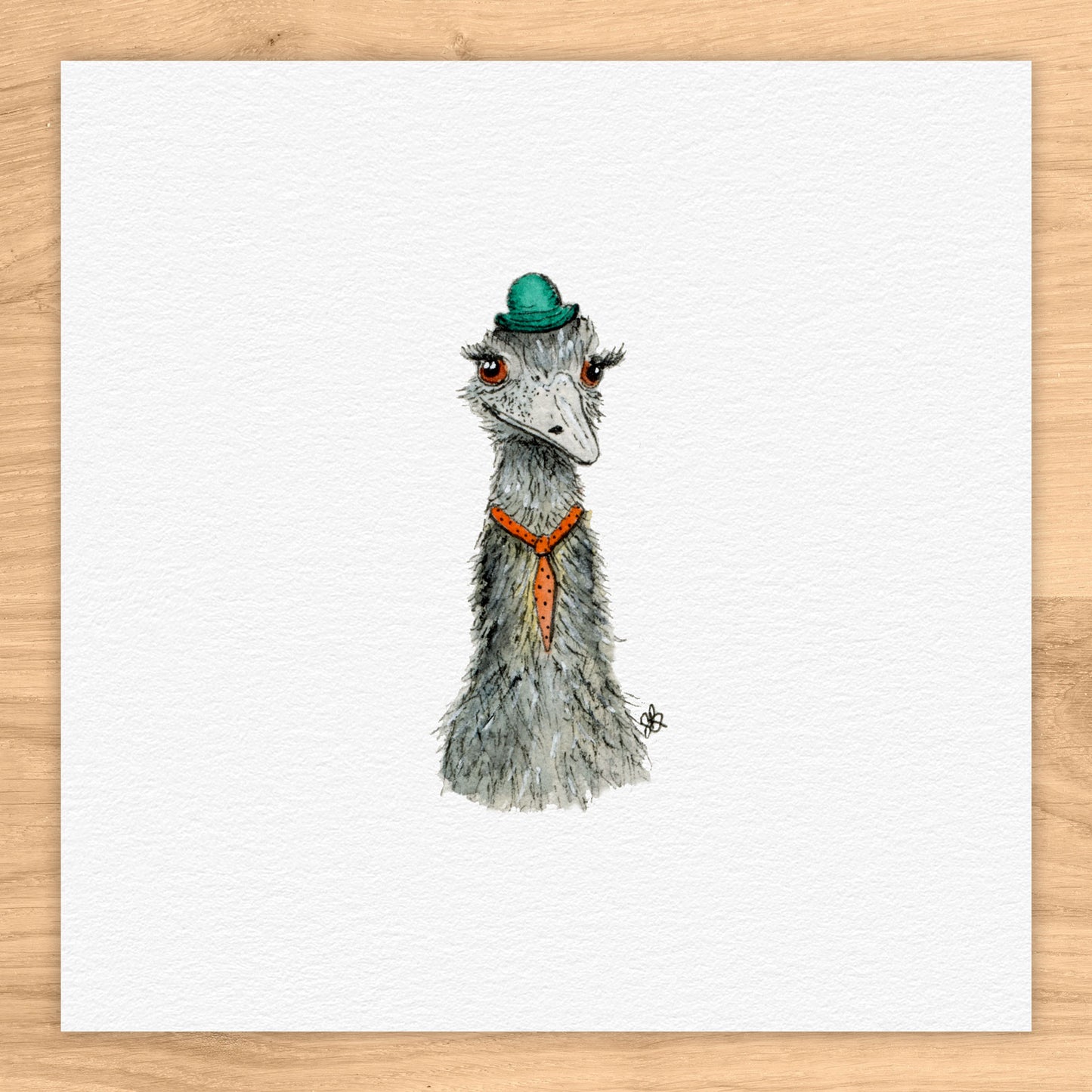 Mortimer Emu Tiny Art Watercolor Print