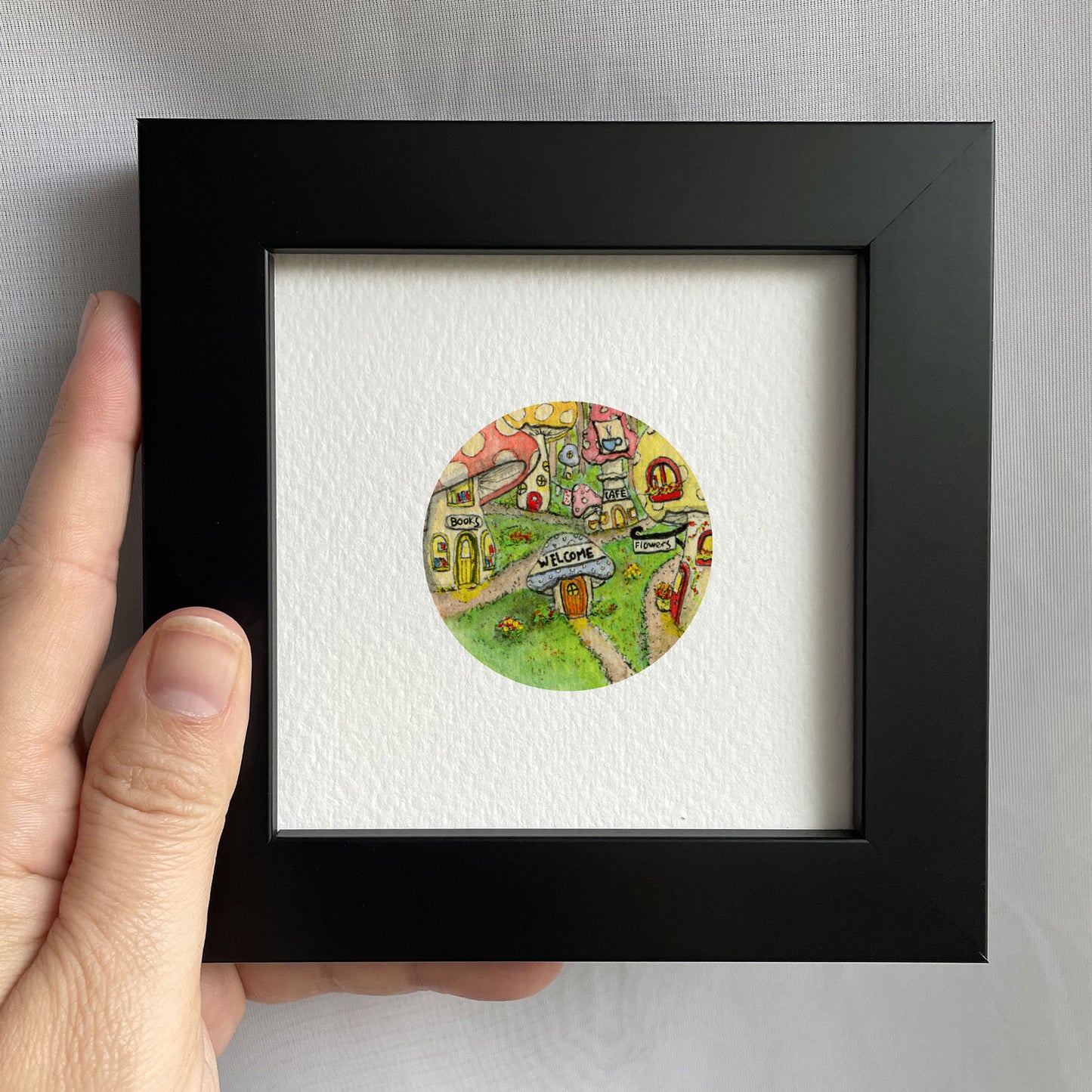 Mushroom Village Watercolor Print