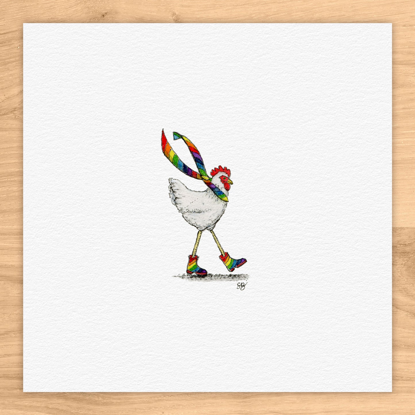 Pride Chicken Tiny Art Watercolor Print