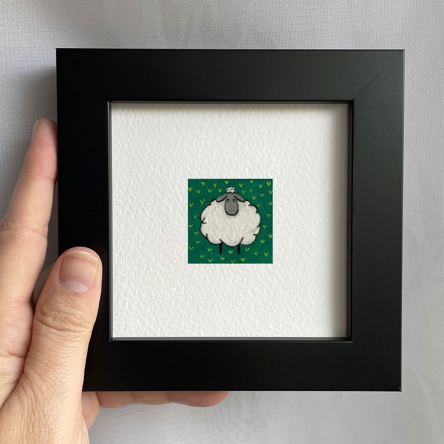 Sheep in Emerald Field Watercolor Print
