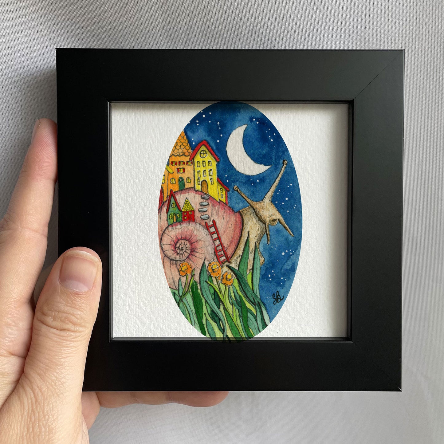 Snail Homes Tiny Art Watercolor Print