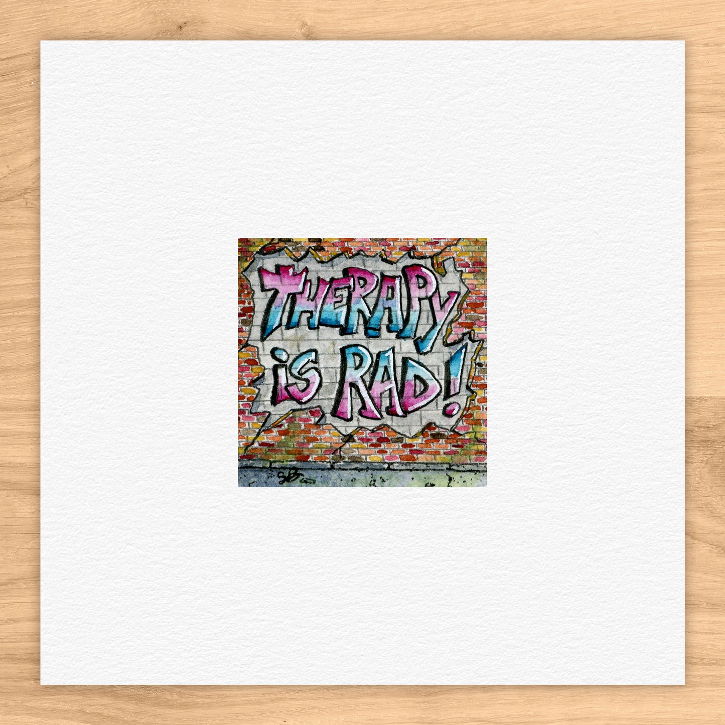 Therapy is Rad Tiny Art Watercolor Print