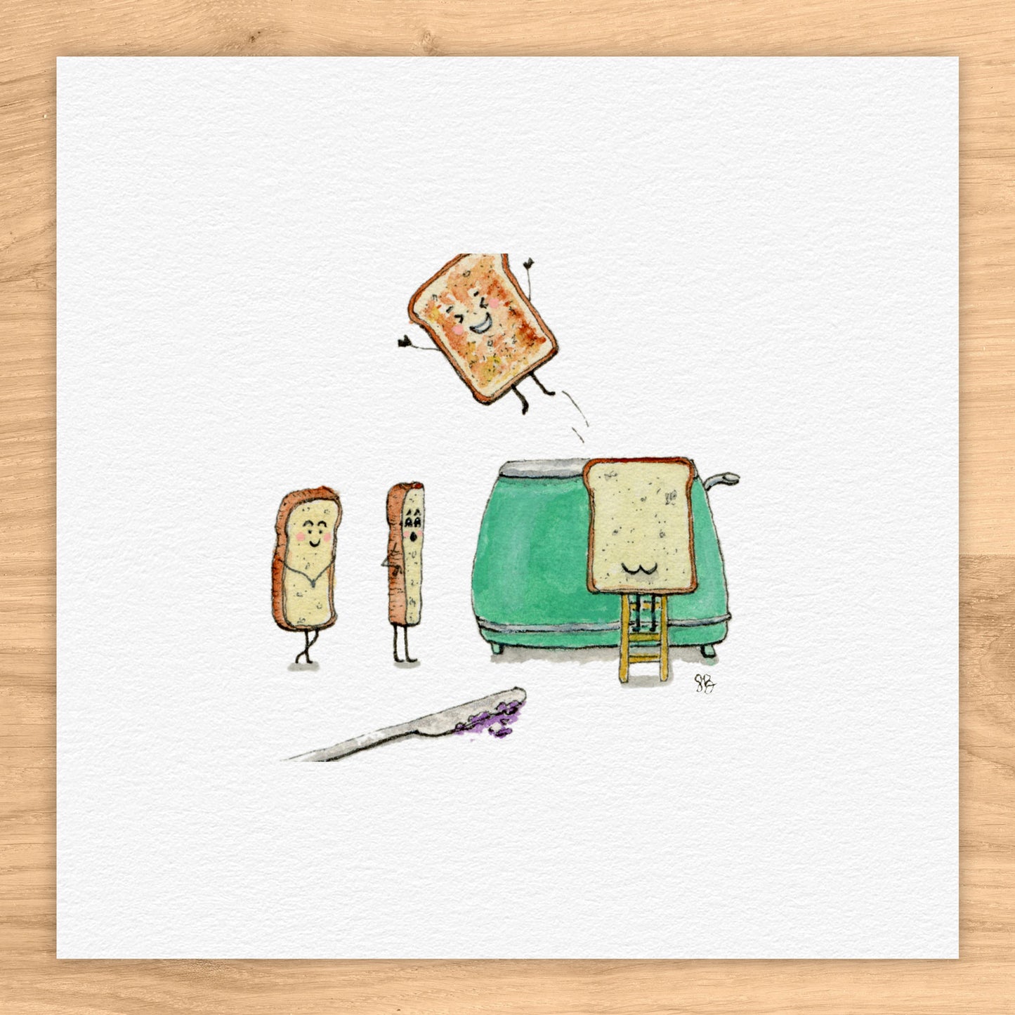 Toaster Fun! Tiny Art Watercolor Print
