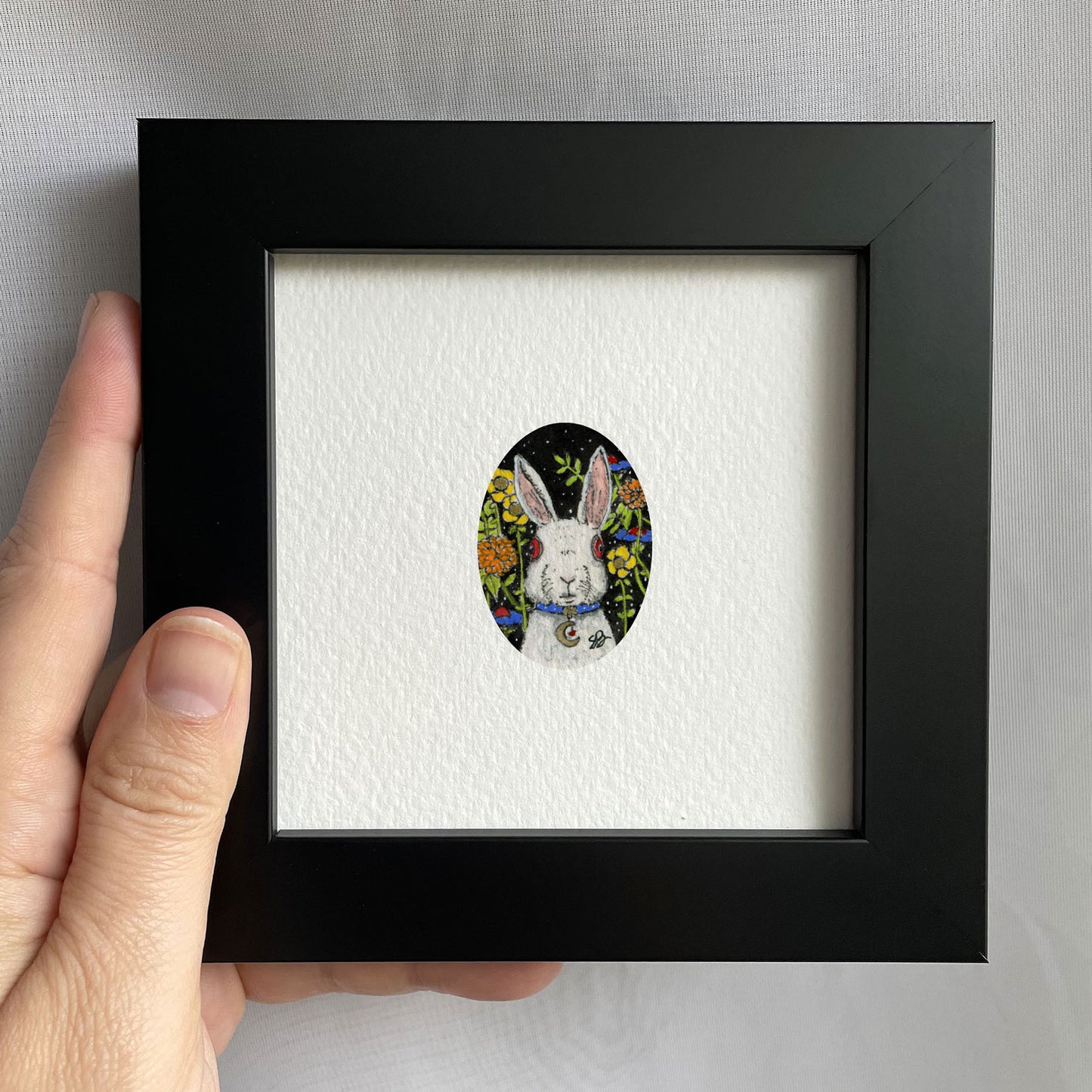 White Rabbit With Red Eyes Watercolor Print