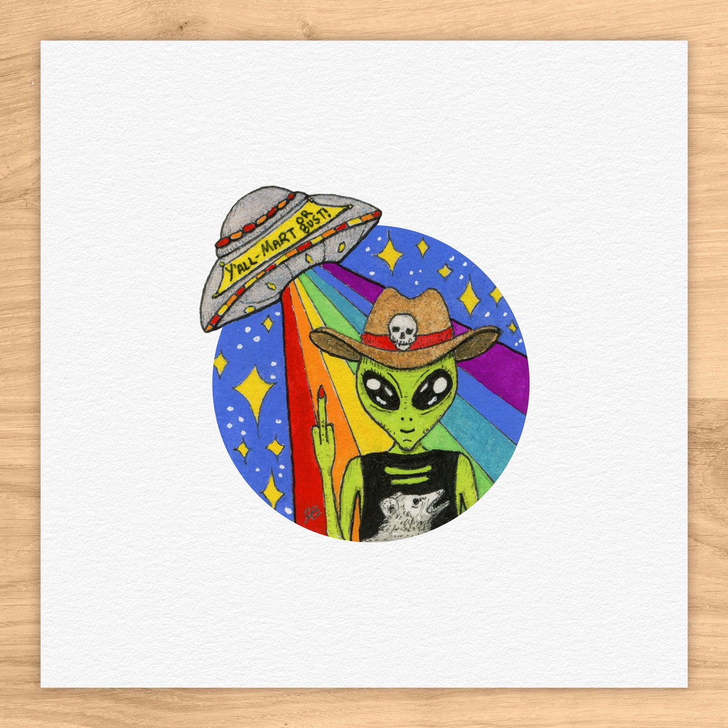 Y'all-Mart or Bust! Tiny Art Watercolor Print