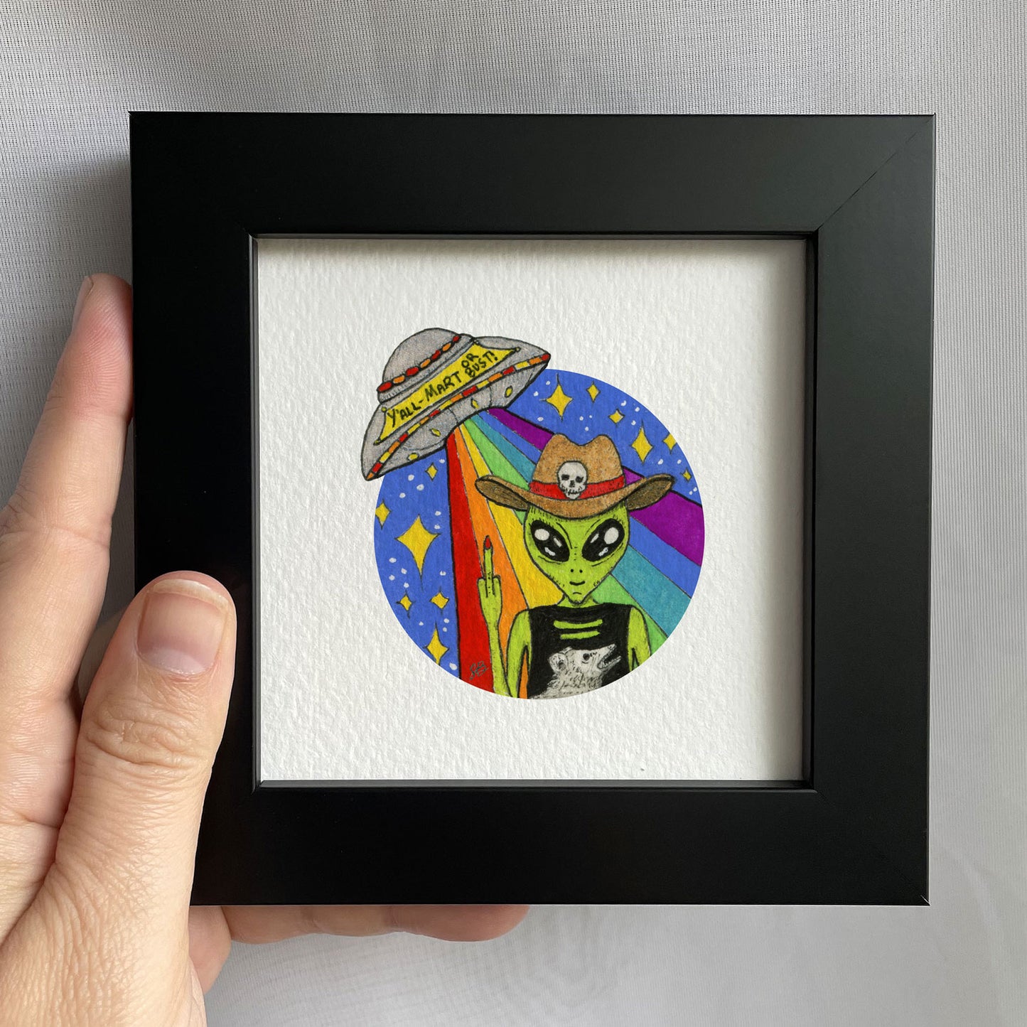 Y'all-Mart or Bust! Tiny Art Watercolor Print