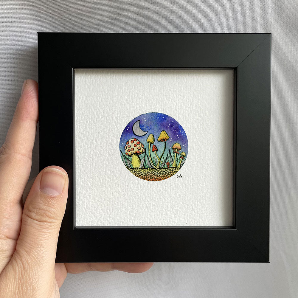 Galaxy Mushrooms Watercolor Print