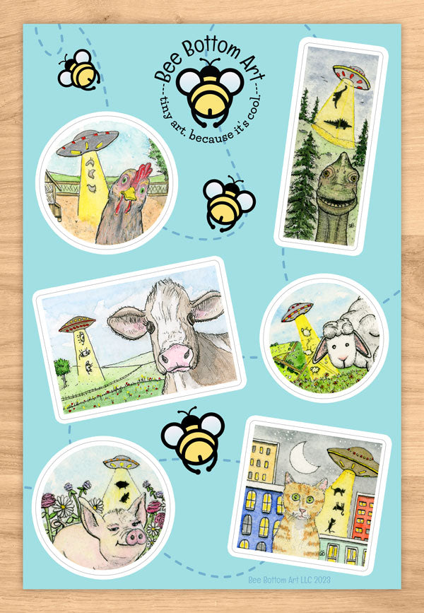 UFO Abduction Vinyl Waterproof Sticker Sheet