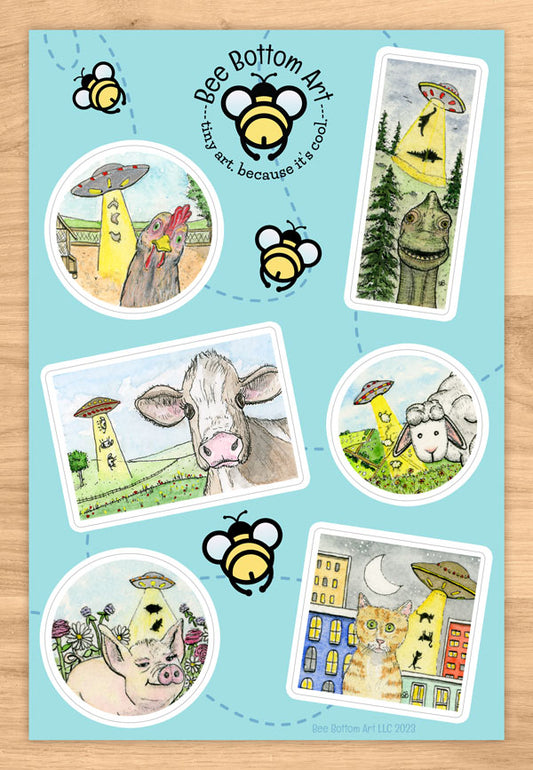 UFO Abduction Vinyl Waterproof Sticker Sheet