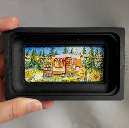 Mobile Public Library Tiny Art Original Watercolor Painting
