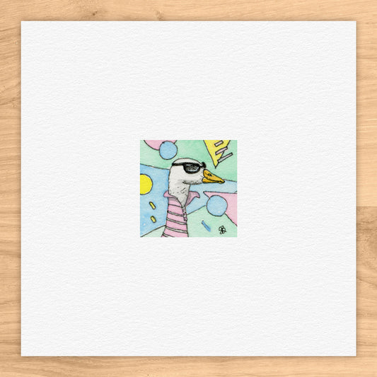 Preppy 80s Goose Watercolor Print