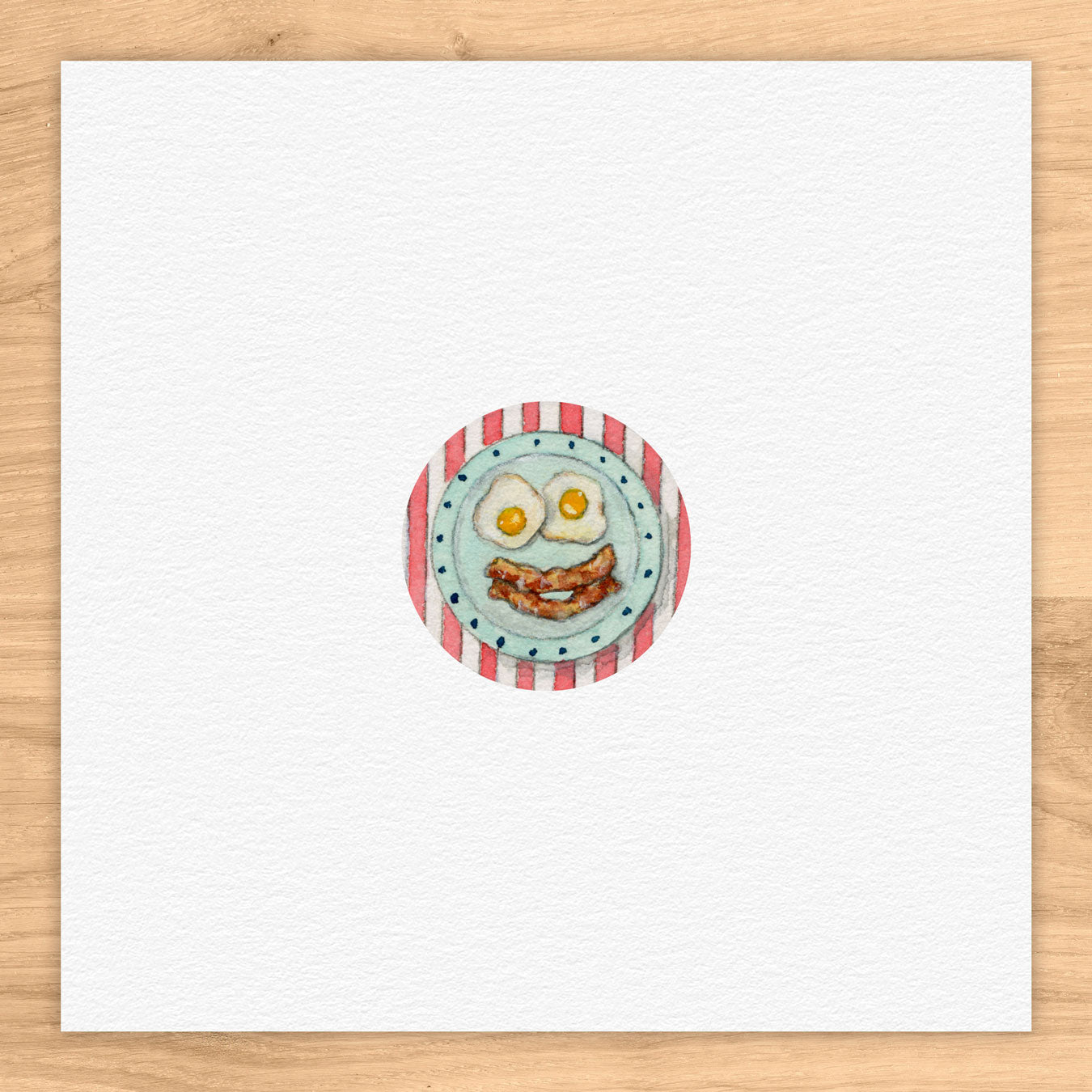 Bacon & Egg Face Tiny Art Watercolor Print