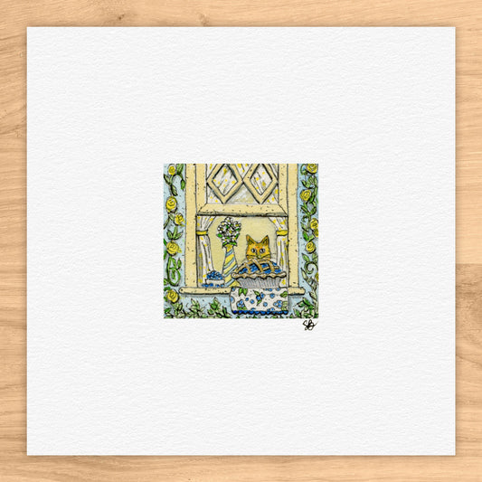 Blueberry Pie In Window Watercolor Print