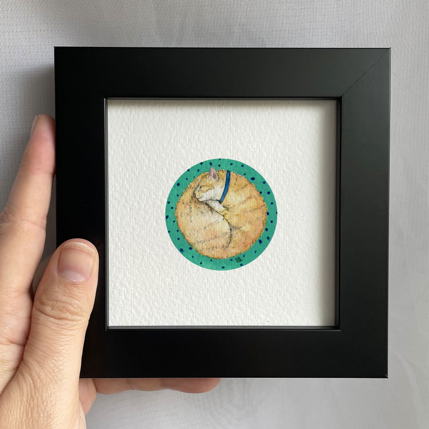 Circle Cat Watercolor Print