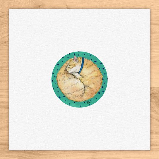 Circle Cat Watercolor Print