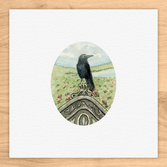 Crown On Gravestone Watercolor Print