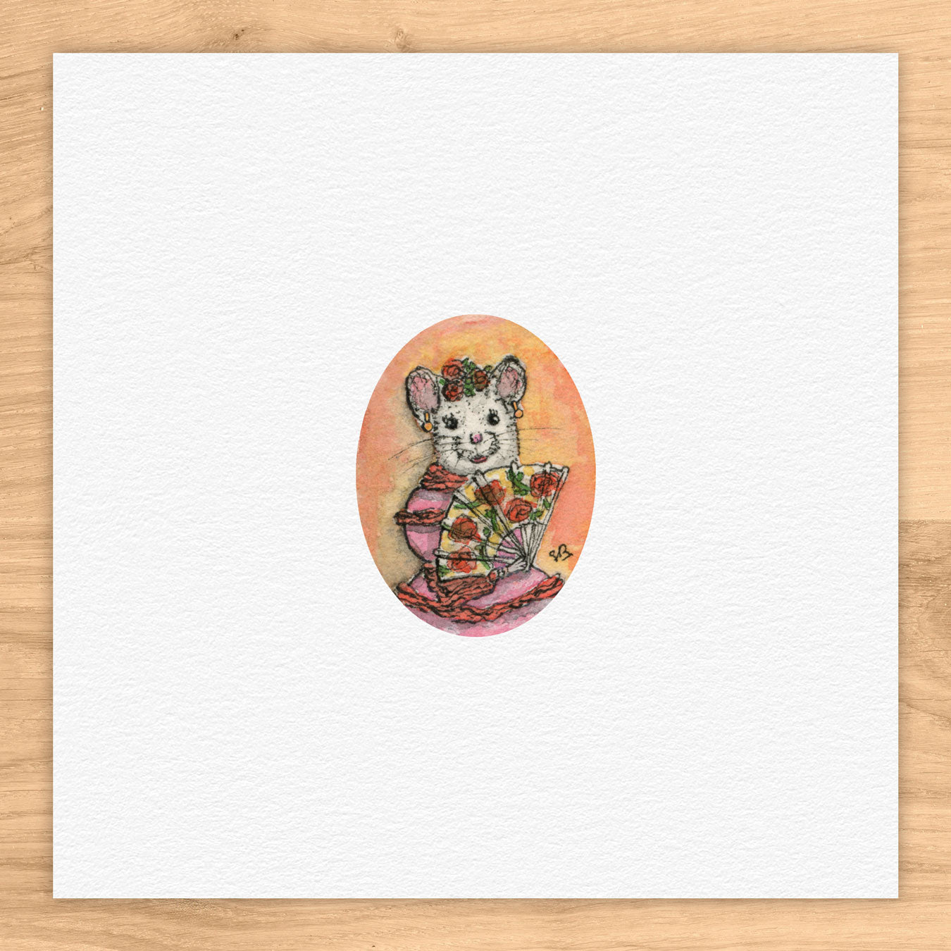Fancy Lady Mouse Tiny Art Watercolor Print