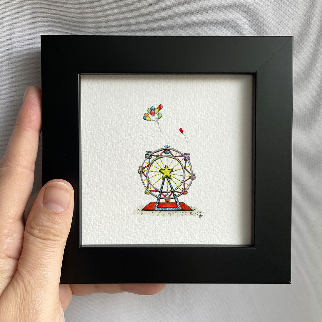 Ferris Wheel Tiny Art Watercolor Print