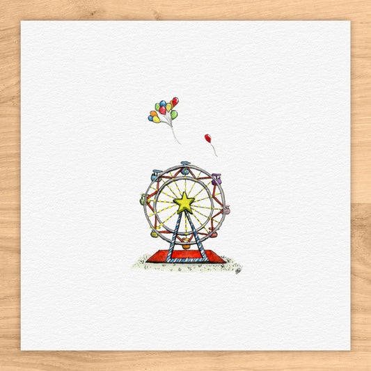 Ferris Wheel Tiny Art Watercolor Print