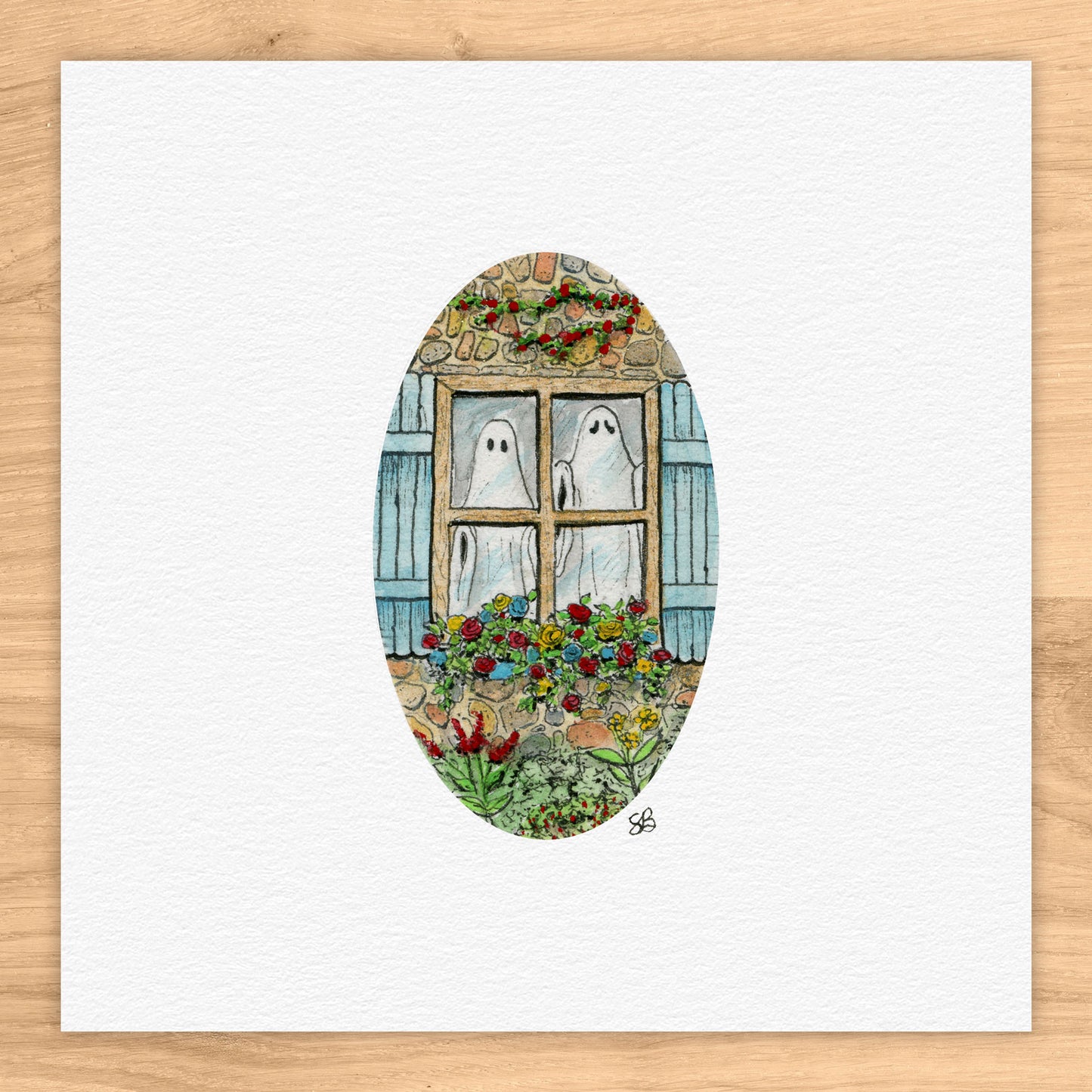 Ghosts In Window Watercolor Print